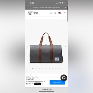 Herschel Novel Duffle in gray (gargoyle)